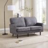 Mid Century Modern Loveseat Sofa, 2 Seater With USB & Removable Pillow Cover - Gray - Image 2