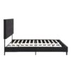 King Size Upholstered Platform Bed Frame With Linen Fabric Headboard, No Box Spring Needed, Wood Slat Support - Black - Image 5