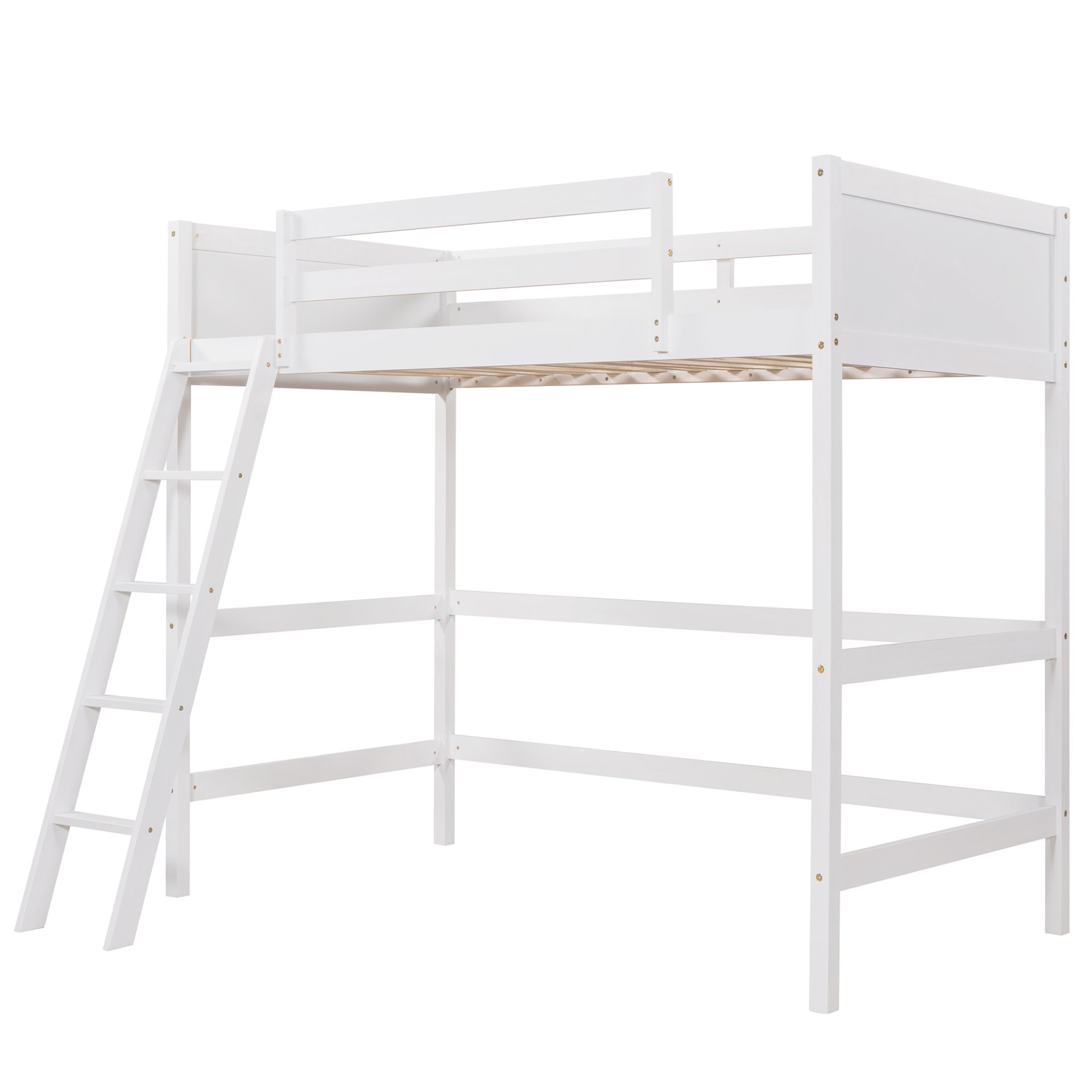 Twin Size Loft Bed With Ladder - White - Image 12