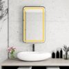 Rectangle Medicine Cabinet Mirror Bathroom Mirror With Storage Wall Mounted Medicine Mirror Cabinet With LED - Black - Image 4