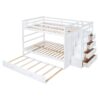 Full Over Full Bunk Bed With Twin Size Trundle And Staircase - White - Image 6