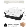 Modern Convertible Sleeper Sofa Bed With Pull Out Queen Design, Side Storage & Thick Cushions Chenille Loveseat For Living Room Or Bedroom 3 In 1 Function - - White - Image 12