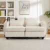 Convertible Chaise Lounge Loveseat Sofa Bed With USB Ports, Cup Holders, Phone Holder, Storage - Beige - Image 5