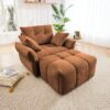 Ergonomic Single Seater Sofa With Ottoman, High Resilience Support Cushions, Easy Assembly Modern Lounge Chair - Burnt Orange - Image 4