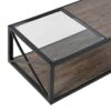 Industrial Style Coffee Table For Bedroom & Living Room With Tempered Glass & Wood Grain - Wood - Image 7