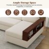 Sectional Sofa Upholstered Sofa Couch With Reversible Armrests For Living Room - Beige - Image 19