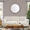 Hausen - Mid-Century Modern Round Accent Wall Mirror - Brown Walnut - Image 11