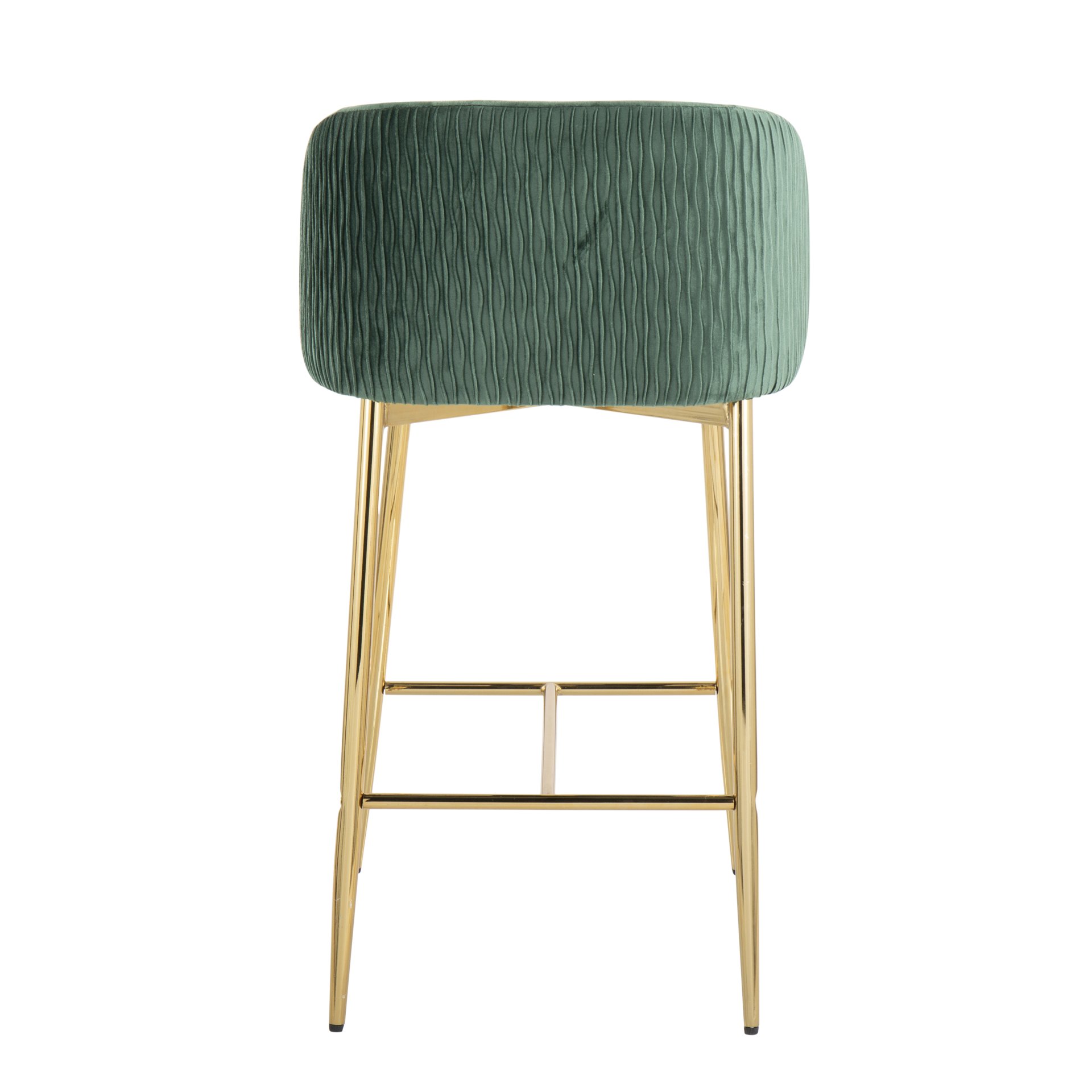 Fran - Pleated Waves Contemporary / Glam Fixed Height Counter Stool (Set of 2) - Gold / Green - Image 5