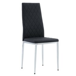 Modern Grid Armless High Backrest Dining Chair Set With Electroplated Metal Legs In Material 6 Piece - Black