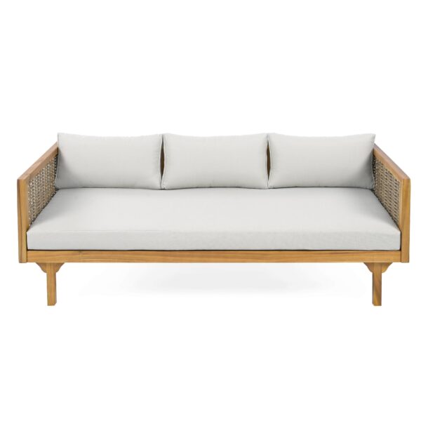 Claremont - 3 Seater Daybed With Rattan Arms - Light Gray