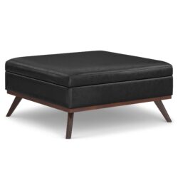 Owen - Extra Large Square Coffee Table Storage Ottoman - Distressed Black