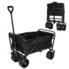 100L Collapsible Folding Beach Wagon Cart With 220Lbs Large Capacity, Wagons Carts Heavy Duty Foldable With Big Wheels For Sand, Garden, Camping - Black - Image 11