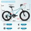20" Children's Bicycle Shock Absorbing Front Fork 7 Speed V Brakes Mountain Tire Boys And Girls Kids Bike For Outdoor Adventure - Blue - Image 3