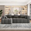 Sectional Sofa Full Compressed Sofa Modular Sofa Couch Free Combined Sofa With Deep Seating And 2 Side Pockets For Living Room - Gray - Image 4