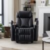 270 Degree Power Swivel Recliner Home Theater Chair With Hidden Arm Storage, LED Light, Cup Holder, And Tray Table - Black - Image 7