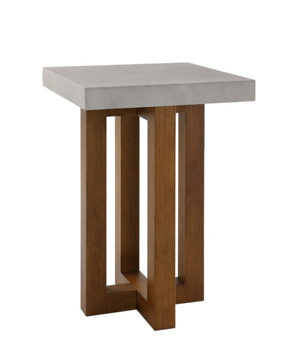 Keven - Faux Concrete Top End Table - Walnut