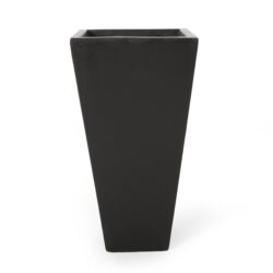 Outdoor Modern Small Cast Stone Planter - Black