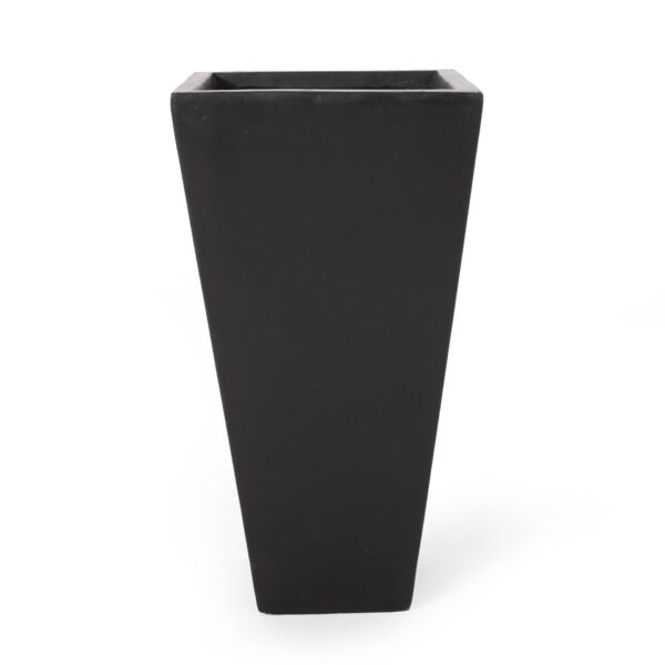 Outdoor Modern Small Cast Stone Planter - Black