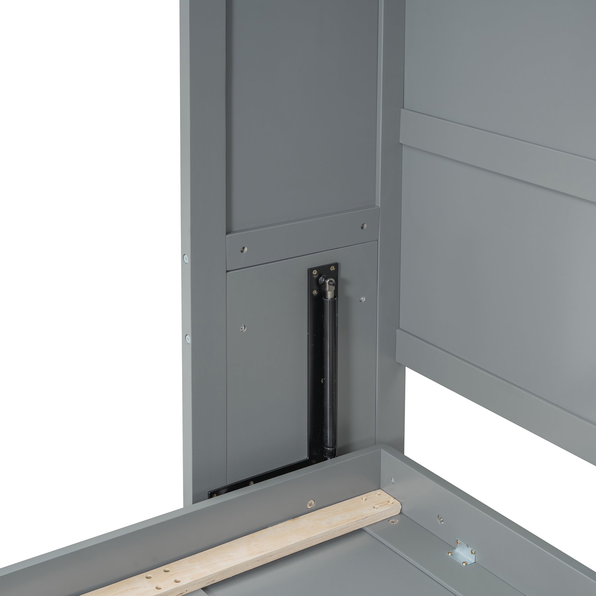 Queen Size Murphy Wall Bed With Top Cabinets & Wine Rack - Gray - Image 13