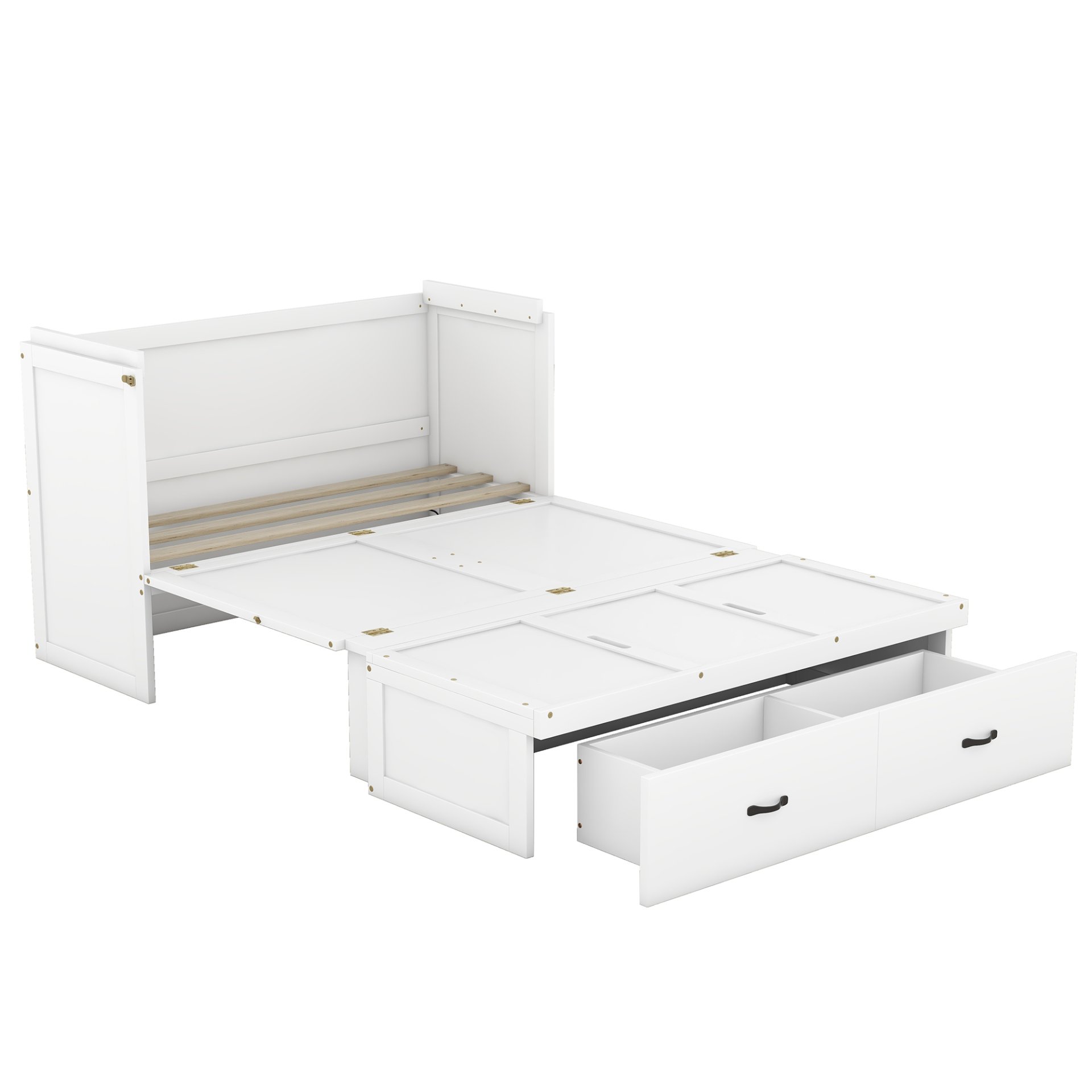 Full Size Murphy Bed With USB Port And A Large Drawer - White - Image 8