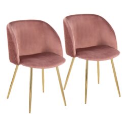 Fran - Pleated Waves Contemporary Chair (Set of 2) - Gold / Pleated Blush Waves
