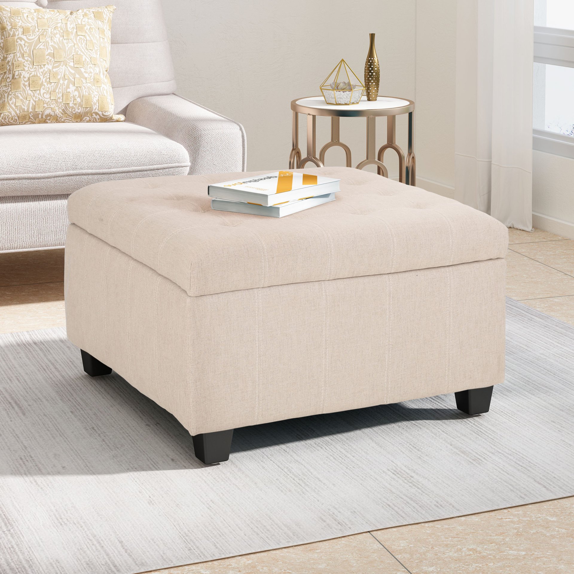 Isabella - Ottoman Storage Solution - Wheat - Image 2