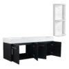 Modern Wall Mounted Bathroom Vanity With Double Resin Sink And Storage Rack - Black Chestnut - Image 13