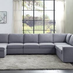 Tifton - Linen 7 Seat Reversible Modular Sectional Sofa Chaise - Light Gray
