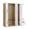 3 Door Storage Wardrobe For Dedroom With Shelves And 2 Drawers, Side Storage Shelves - White - Image 5