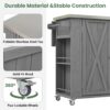 Outdoor Kitchen Island Fir Wood Kitchen Island With Stainless Steel Top, Ample Storage Space, Towel And Spice Racks And A Bottle Opener For Outdoor - Gray - Image 6
