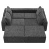 Modular U Shaped Sectional With Ottomans, Luxury Cloud Floor Couch With Deep Seat Fully Compressed Upholstered Sofa - Dark Gray - Image 3
