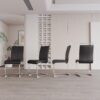 Dining Chairs Set, Kitchen Modern Metal Chairs With Padded Seat High Back And Sturdy Chrome Legs, Chairs For Dining Room (Set of 4) - Black - Image 4