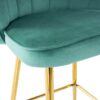 Shell Shape Velvet Bar Chair With Gold Plated Metal Legs (Set of 2) - Green - Image 9