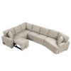 L-Shaped Sofa Sectional Sofa Couch Pull-Out Sofa Bed With Charging Devices And Cup Holders For Living Room - Beige - Image 16