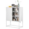 Heavy Duty Metal Buffet Sideboard Modern Steel Storage Cabinet With 2 Shelves, Free Standing Accent Cabinet With Magnetic Doors For Bedroom, Kitchen, And Home Office, Anti-Tip Design - White - Image 11