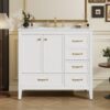 Vintage Style 36" Bathroom Vanity With Sink, Soft Closing Door, 4 Different Size Drawers Frame - White - Image 4