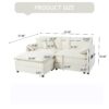 Modern Chenille Deep Seat Sectional Sofa Cloud Couch With Ottoman, Upholstered Modular L Shaped Couch For Living Room Apartment, Office - Beige - Image 3
