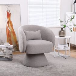 Swivel Accent Chair Armchair, Round Barrel Chair For Living Room Bedroom - Gray