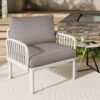 Outdoor Patio Club Chair, Modern Patio Furniture, Waterproof Thick Cushion Deep Seating For Porch, Balcony - White / Light Gray - Image 2