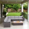 Rattan Sectional Sofa Set With 15 Cushions, 9 Piece Modular Outdoor Seating For Patio Or Garden - Espresso - Image 2