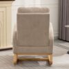Accent Rocking Chair With Footrest High Back Rubber Wood Rocking Legs Bedroom Living Space - Beige - Image 9