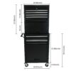 6 Drawer Lockable Tool Cabinet On Wheels Steel Rolling Tool Chest With Detachable Toolbox, 2 In 1 Garage Workshop Storage Organizer With 4 Universal Casters - Black - Image 3