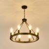 6 Light (No Bulbs) Wagon Wheel Chandelier Farmhouse Modern Small Round Chandelier For Living Room Kitchen Island Foyer Hallway Entryway Bedroom Dining Room Light Fixture Ceiling Hanging - Matte Black - Image 18
