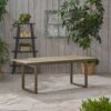 Outdoor Expandable Acacia Wood Dining Table With U Shaped Leg - Gray - Image 6