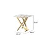 Contemporary Marble Pattern Top Side End Table With Stainless Steel Base, Square Shape - Gold - Image 3
