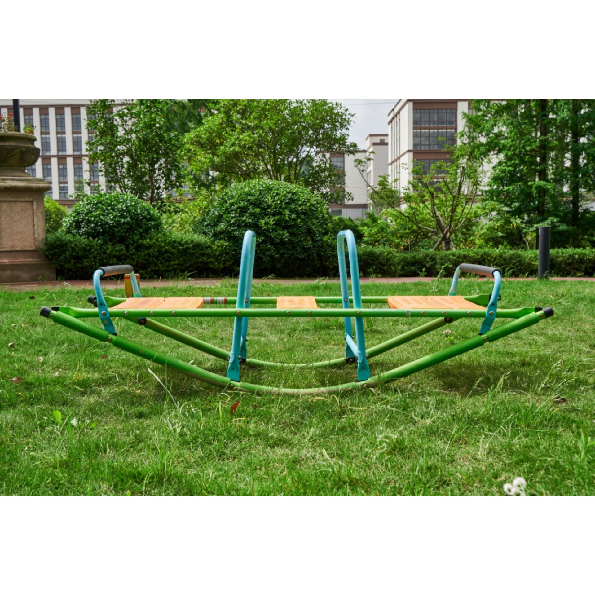 Xss008 High Quality Kids Seesaw Plastic Seat Playground Equipment Cute Baby Plastic Rocker Outdoor Children Steel Tube For Kids Age 3+ - Green / Blue - Image 5