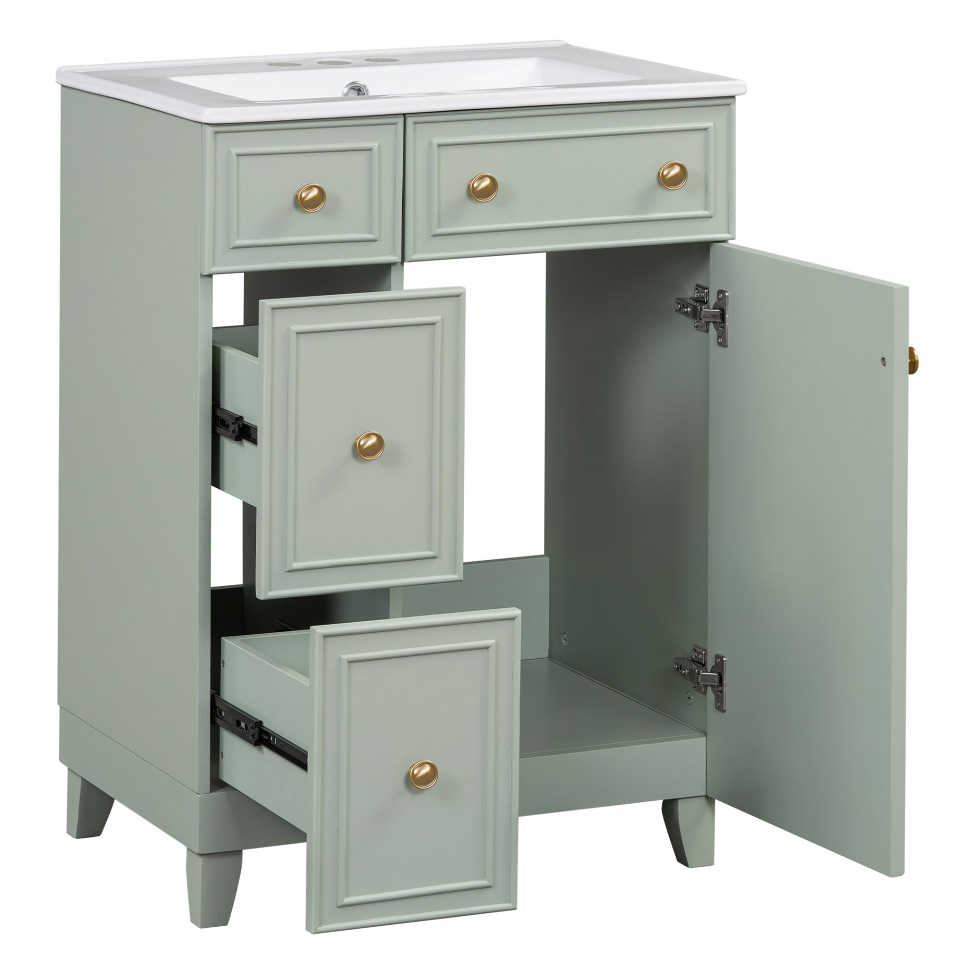 24" Bathroom Vanity Cabinet With Sink - Green - Image 18