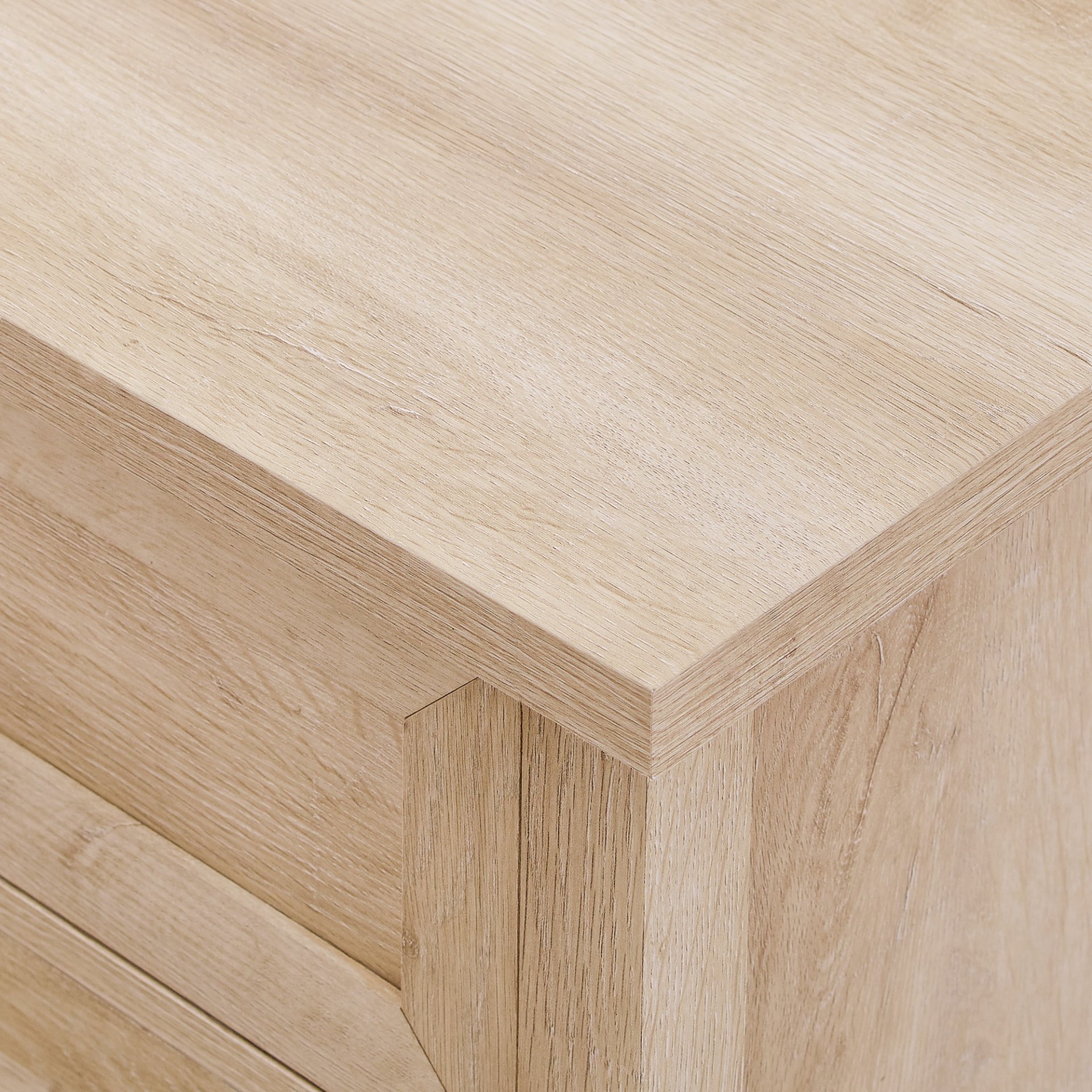 Transitional Farmhouse Framed 3 Drawer Nighstand With Cup Handles - White Oak - Image 6