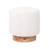 Tilly - Round Fur Upholstered / Burl Pouf Ottoman - White - Image 2