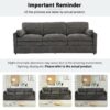 Cozy Upholstered 3 Seater Sofa Oversized Comfy Cloud Sofa Double Cushion 3 Seater Sofa Plush Cushion Sofa Couch For Living Room - Gray - Image 7